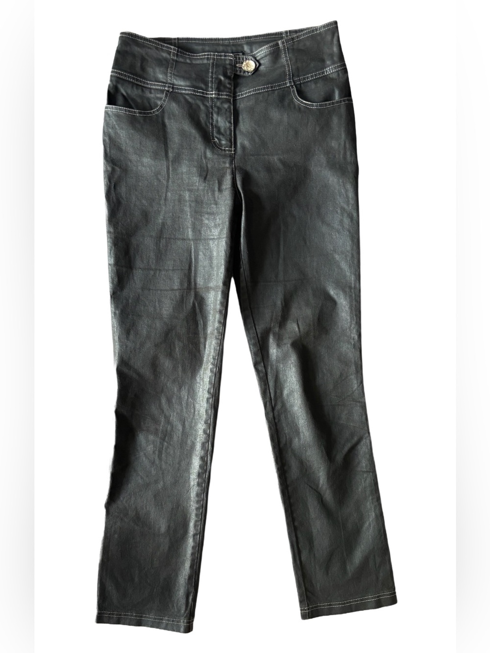 AB Nahlik Black Coated High-Rise Straight Leg Pants - Size 40 (US 8-10)